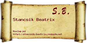 Stancsik Beatrix névjegykártya